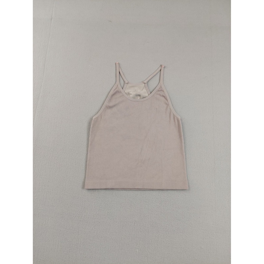 Bamboo Cool Women Tank Top XL Beige Seamless Racerback Cropped Ribbed Summer